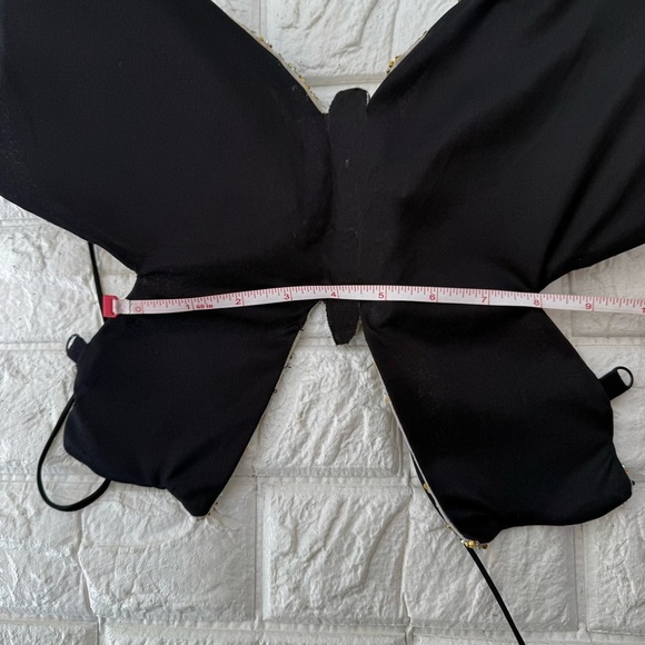 Windsor Beaded Butterfly Halter Top Strappy Back Sparkly Rhinestones Black/Gold - Picture 7 of 10